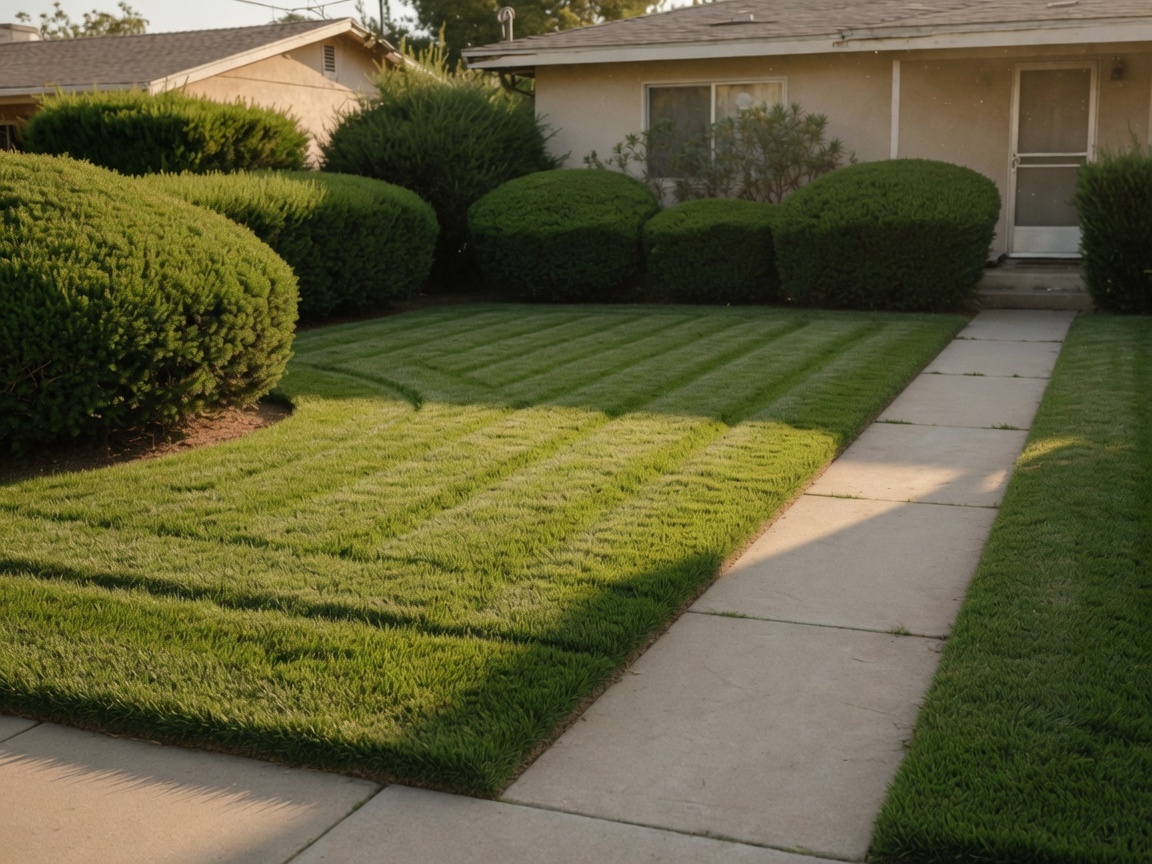 Illustration: same house after mow, edge, and walkway clean
