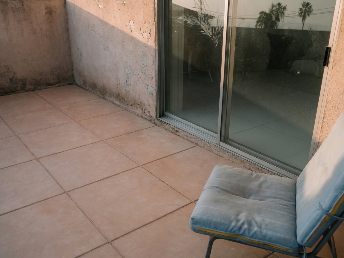 Illustration: same patio after tiles and glass are cleaned